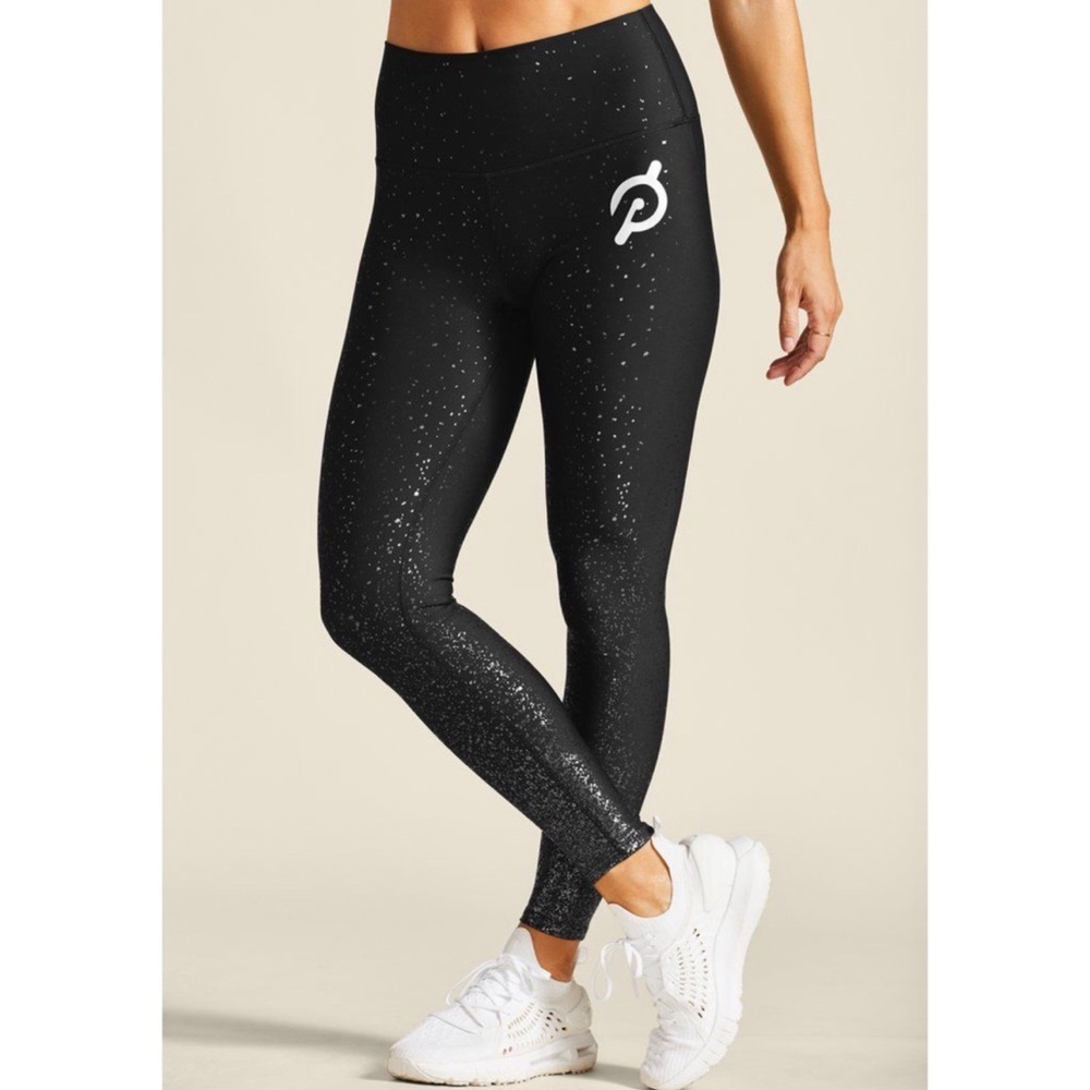 Peloton Sparkle Flex Leggings Black Silver Sparkle Gunmetal Flecks Size Medium - Picture 1 of 9